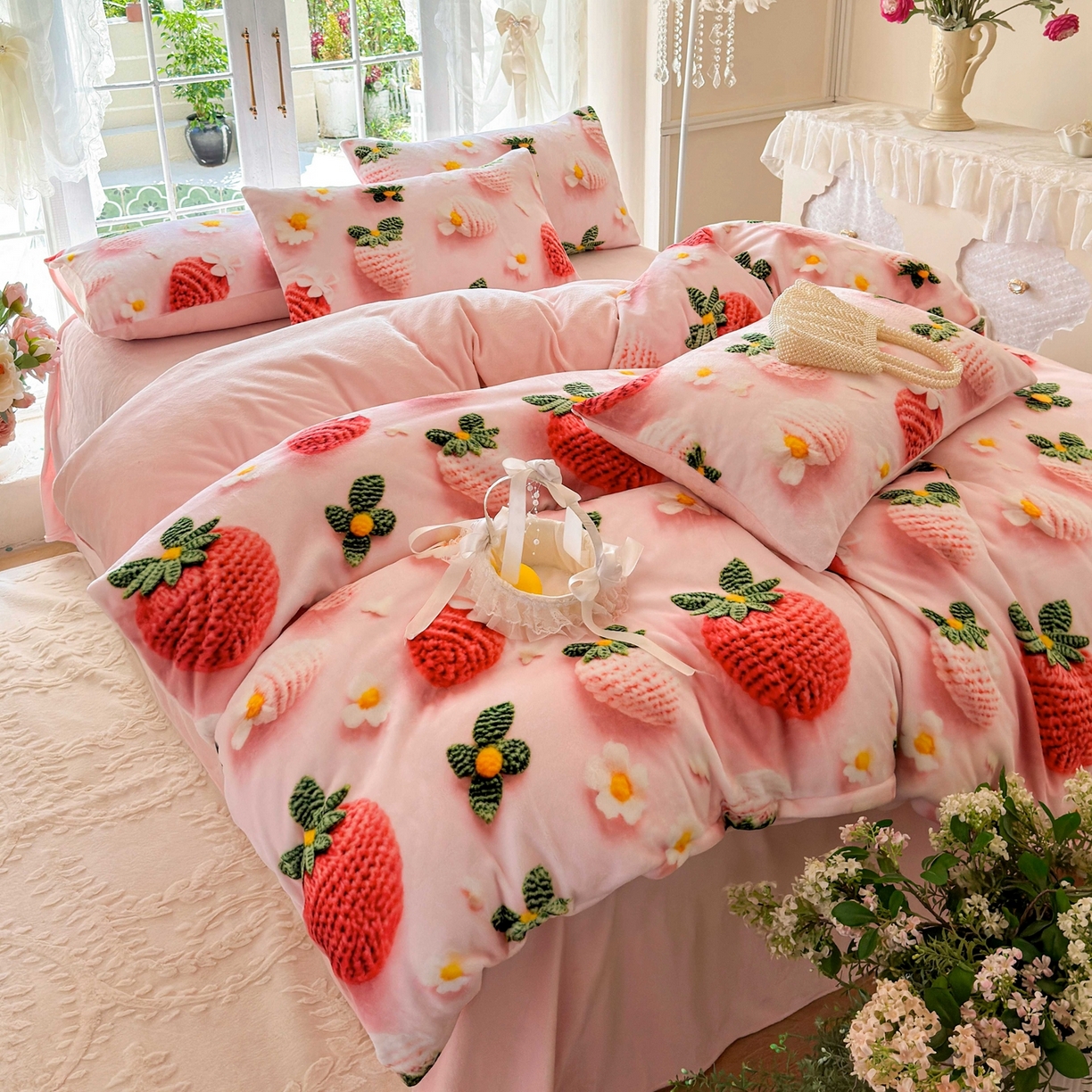 91家纺网 家纺一手货源 找家纺 （总）馨语家居 2025新款直播热款高克重保暖卡通牛奶绒印花四件套