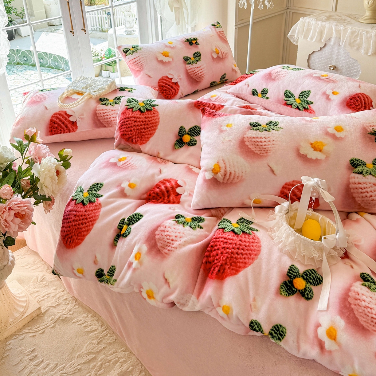 91家纺网 家纺一手货源 找家纺 （总）馨语家居 2025新款直播热款高克重保暖卡通牛奶绒印花四件套