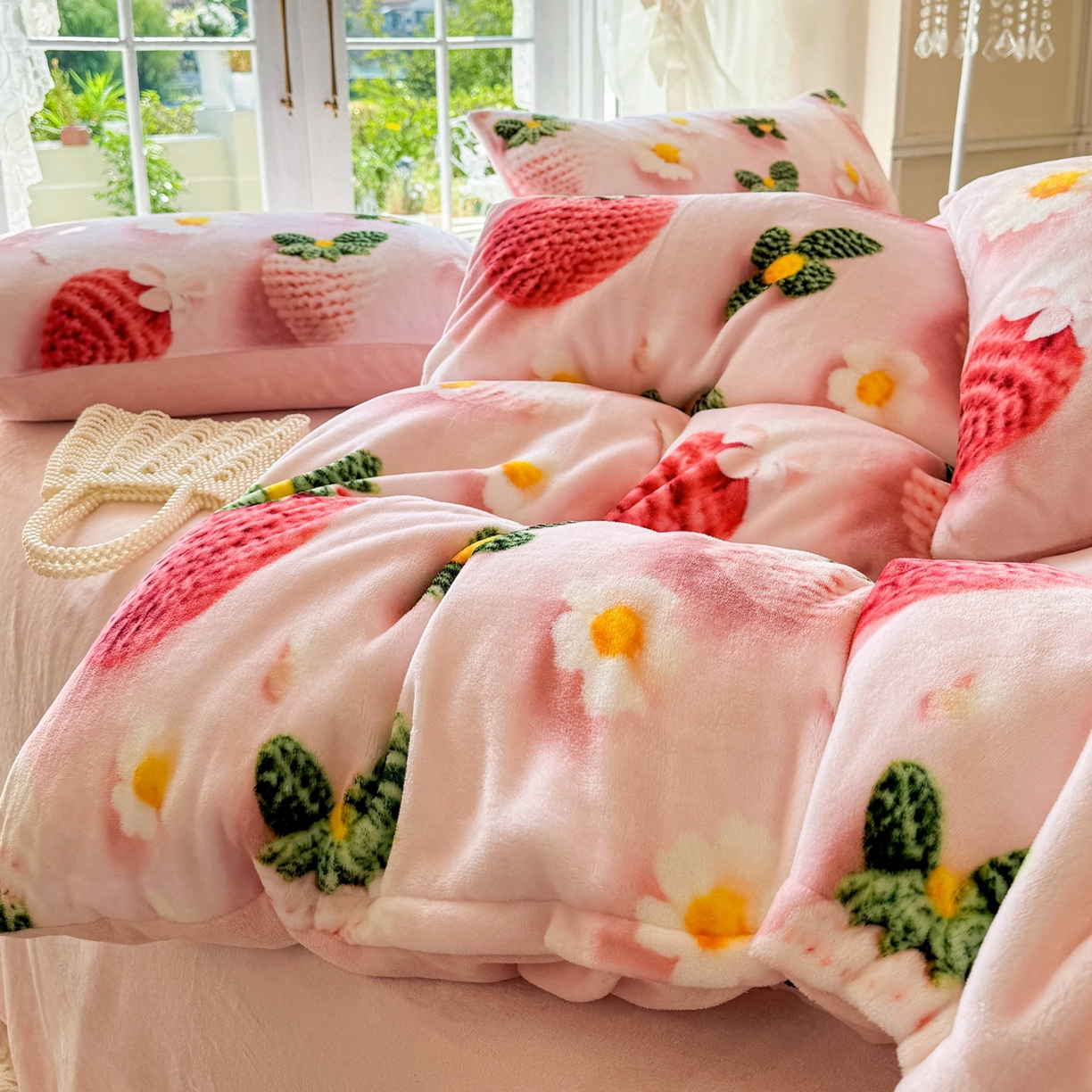 91家纺网 家纺一手货源 找家纺 （总）馨语家居 2025新款直播热款高克重保暖卡通牛奶绒印花四件套