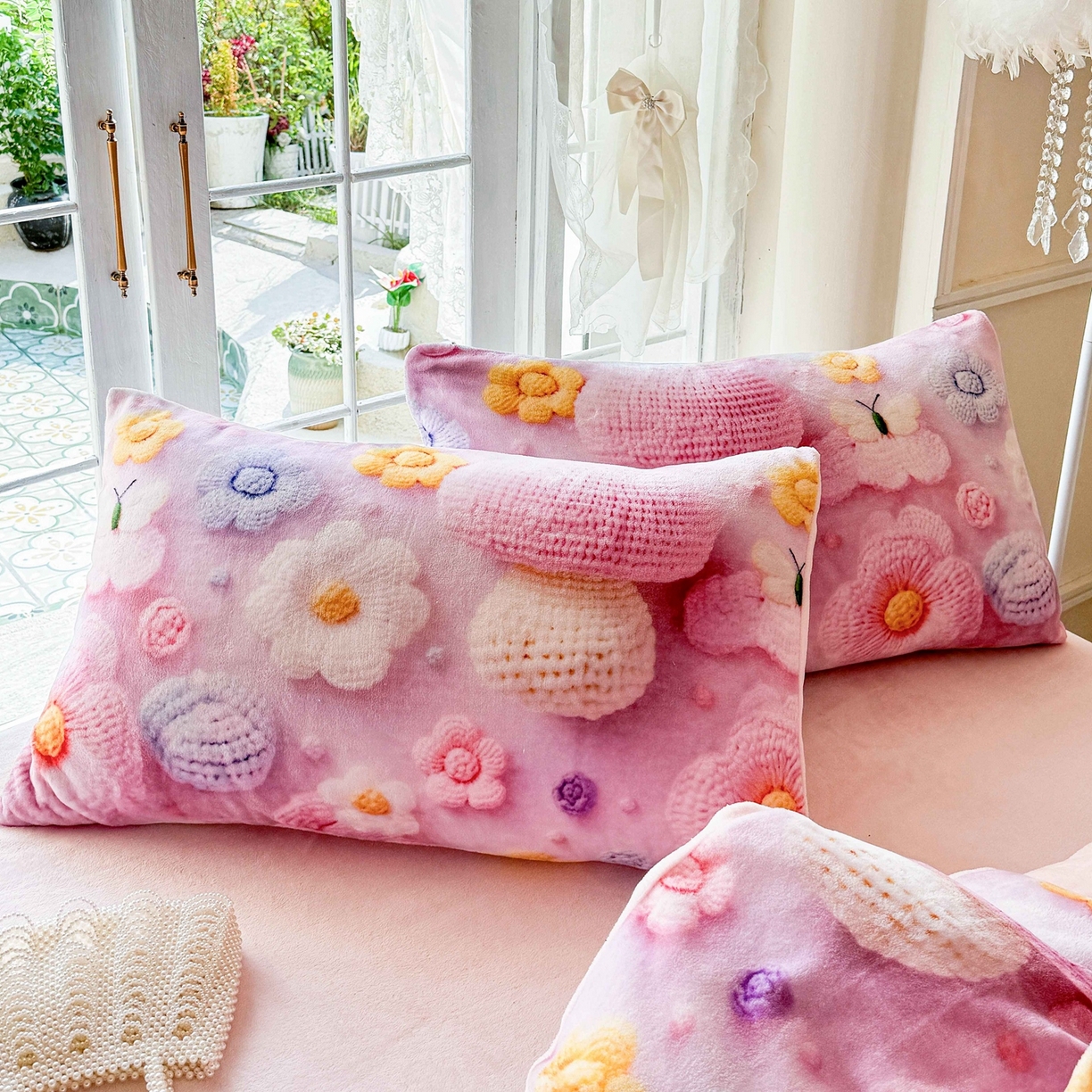 91家纺网 家纺一手货源 找家纺 馨语家居 2025新款直播热款高克重保暖卡通牛奶绒印花四件套 一路生花