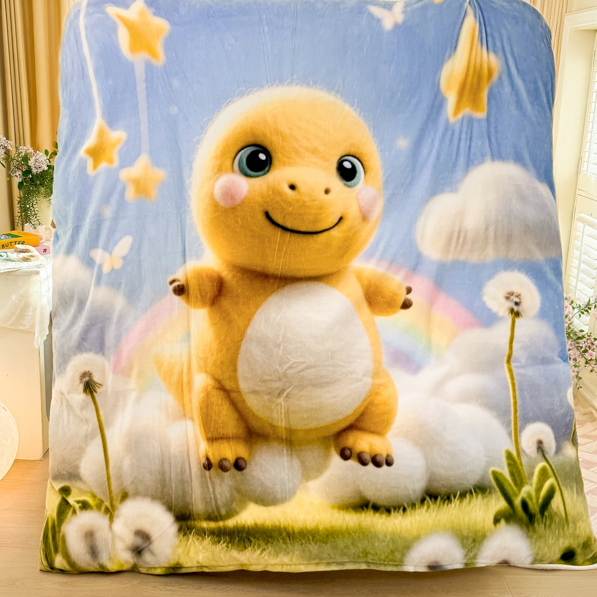 91家纺网 家纺一手货源 找家纺 馨语家居 2025新款直播热款高克重保暖卡通牛奶绒印花四件套 小奶龙