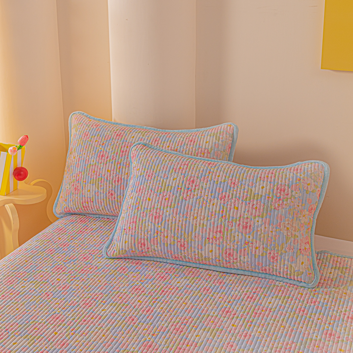 91家纺网 家纺一手货源 找家纺 恒尚居 2025新款全棉牛奶绒床盖四季可用纯棉夹棉床单床褥垫三件套-秋冬款系列三 梦幻【A纯棉-B牛奶绒】