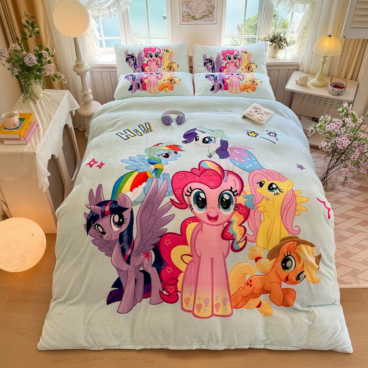 91家纺网 家纺一手货源 找家纺 馨语家居 2025新款直播热款高克重保暖卡通牛奶绒印花四件套 小马碧琪