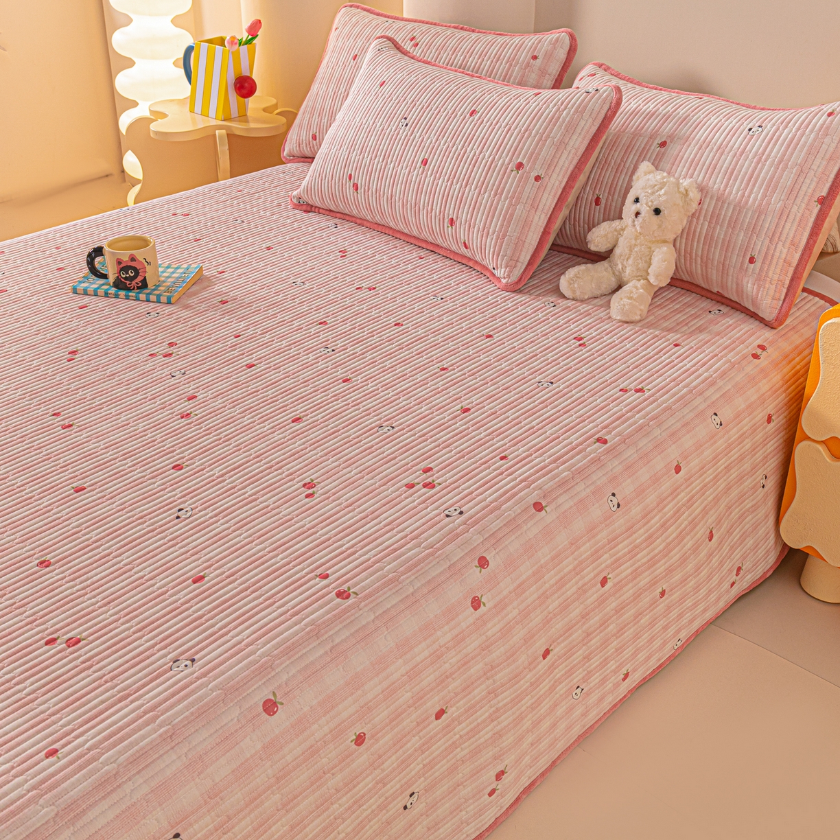 91家纺网 家纺一手货源 找家纺 （总）恒尚居 2025新款全棉牛奶绒床盖四季可用纯棉夹棉床单床褥垫三件套-秋冬款系列三