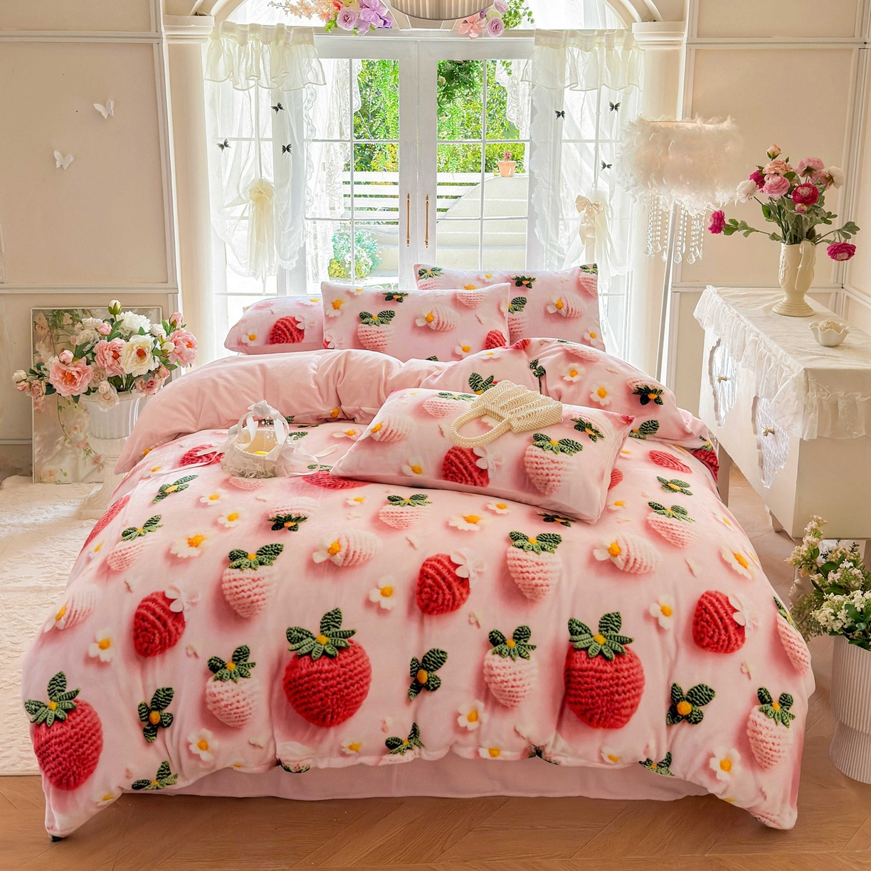 91家纺网 家纺一手货源 找家纺 （总）馨语家居 2025新款直播热款高克重保暖卡通牛奶绒印花四件套