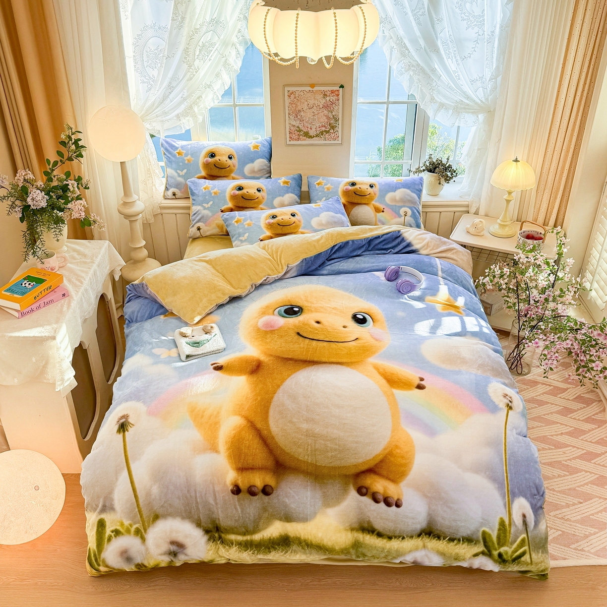 91家纺网 家纺一手货源 找家纺 （总）馨语家居 2025新款直播热款高克重保暖卡通牛奶绒印花四件套