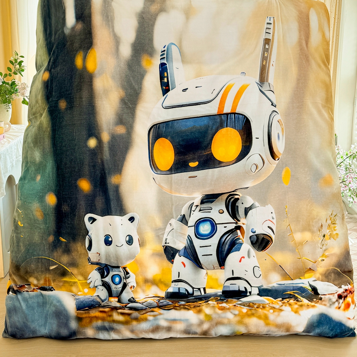 91家纺网 家纺一手货源 找家纺 馨语家居 2025新款直播热款高克重保暖卡通牛奶绒印花四件套 未来萌宠