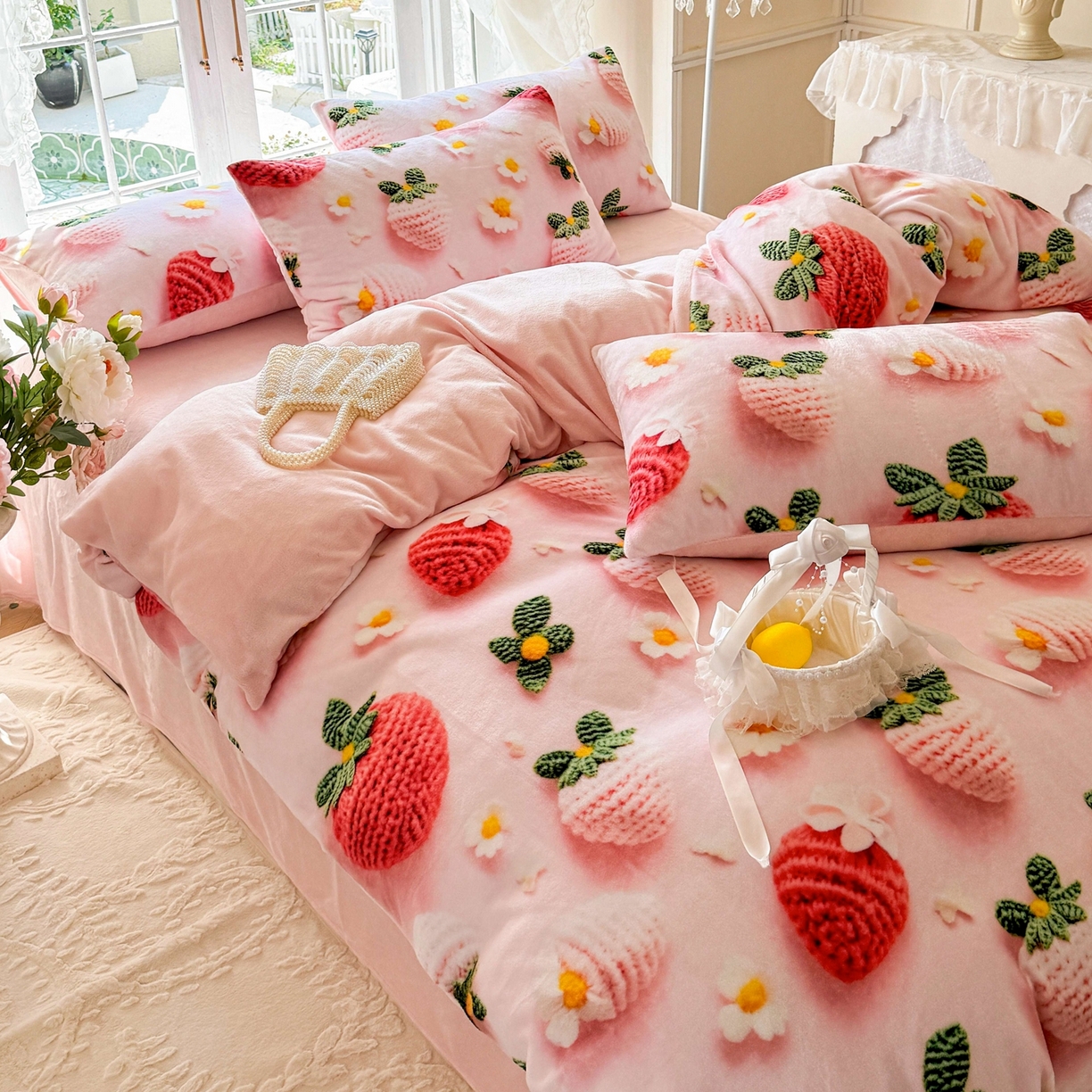 91家纺网 家纺一手货源 找家纺 （总）馨语家居 2025新款直播热款高克重保暖卡通牛奶绒印花四件套