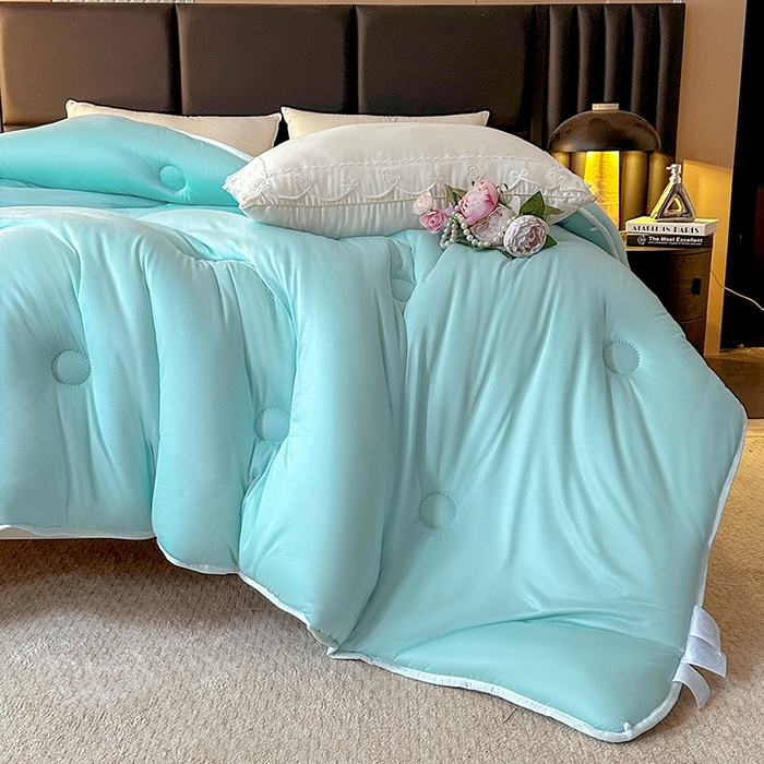 91家纺网 家纺一手货源 找家纺 2025新款tiktok跨境电商爆款针织棉被子外贸供货 蓝色