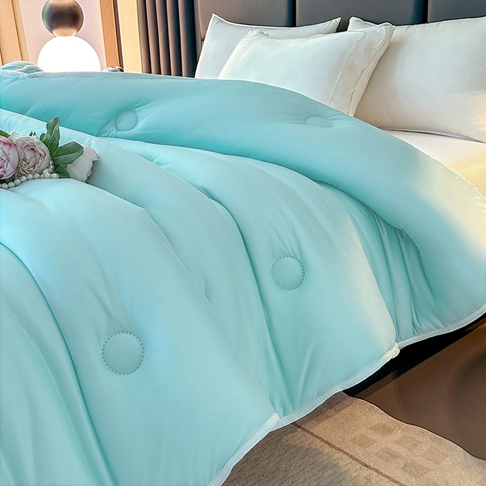 91家纺网 家纺一手货源 找家纺 2025新款tiktok跨境电商爆款针织棉被子外贸供货 蓝色