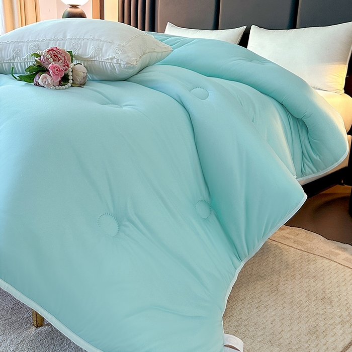 91家纺网 家纺一手货源 找家纺 2025新款tiktok跨境电商爆款针织棉被子外贸供货 蓝色