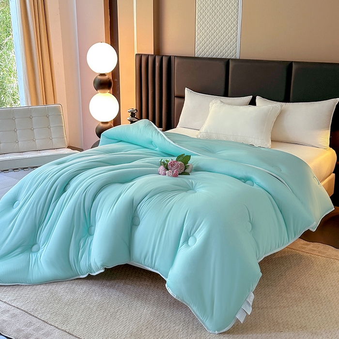 91家纺网 家纺一手货源 找家纺 2025新款tiktok跨境电商爆款针织棉被子外贸供货 蓝色