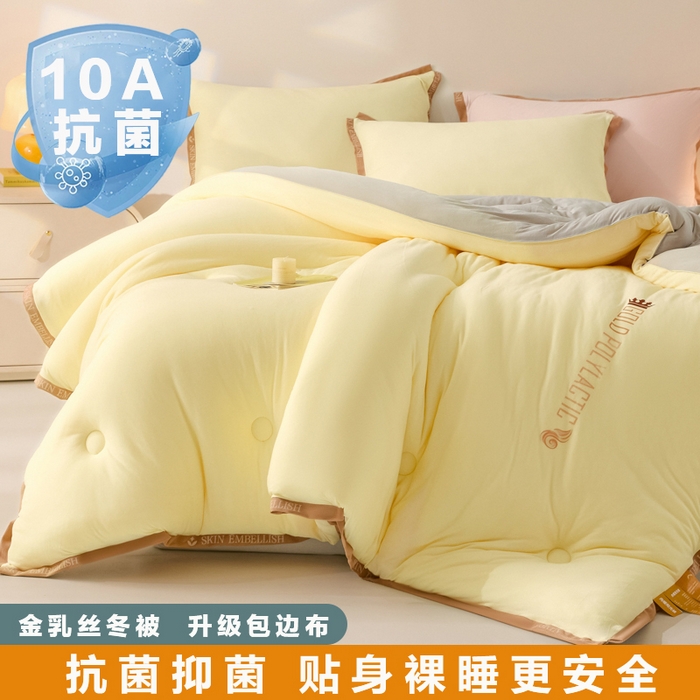 宝士康家纺 2025新品10A抗菌金乳丝春秋被/冬被/跨境外贸 金乳丝-米色