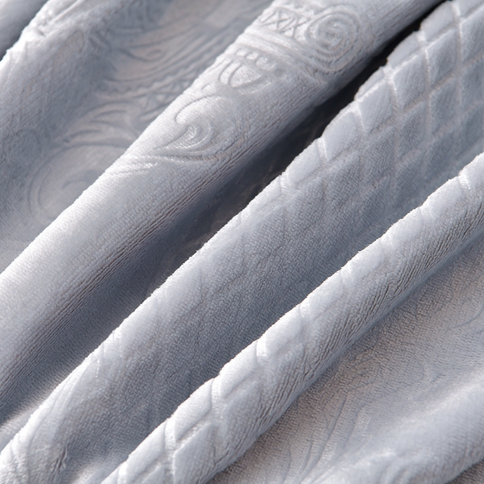 91家纺网 家纺一手货源 找家纺 星窝 2025新款高克重直播爆款纯色欧式雕花绒牛奶绒四件套 富贵花开灰