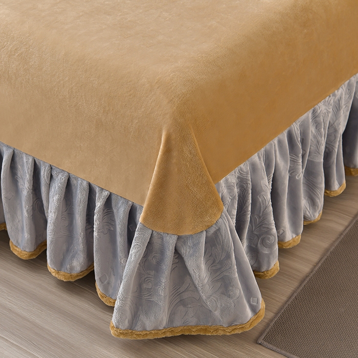 91家纺网 家纺一手货源 找家纺 星窝 2025新款高克重直播爆款纯色欧式雕花绒牛奶绒四件套 富贵花开灰