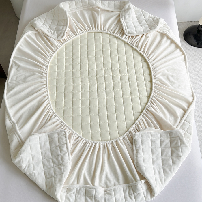 91家纺网 家纺一手货源 找家纺 （总）寝柔家纺 2025新款冬季纯色消光加厚牛奶绒夹棉床笠