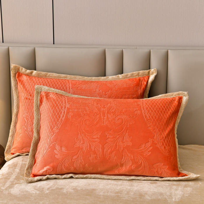 91家纺网 家纺一手货源 找家纺 星窝 2025新款高克重直播爆款纯色欧式雕花绒牛奶绒四件套 富贵花开桔