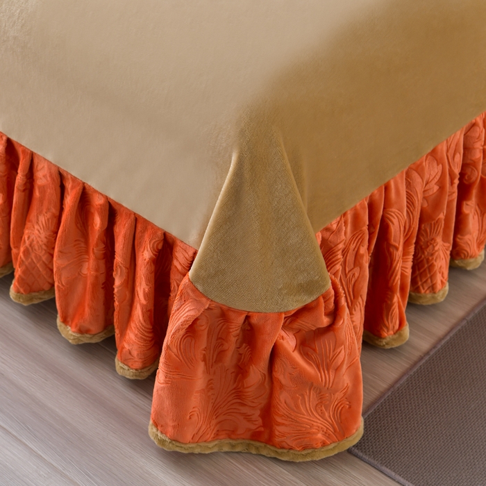 91家纺网 家纺一手货源 找家纺 星窝 2025新款高克重直播爆款纯色欧式雕花绒牛奶绒四件套 富贵花开桔