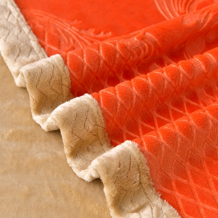 91家纺网 家纺一手货源 找家纺 星窝 2025新款高克重直播爆款纯色欧式雕花绒牛奶绒四件套 富贵花开桔