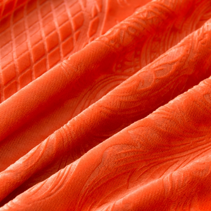 91家纺网 家纺一手货源 找家纺 星窝 2025新款高克重直播爆款纯色欧式雕花绒牛奶绒四件套 富贵花开桔