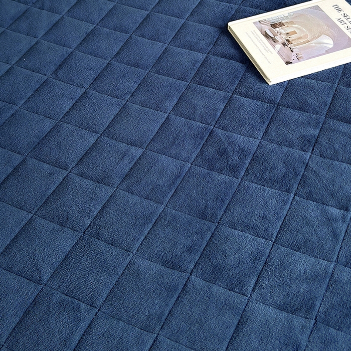 91家纺网 家纺一手货源 找家纺 寝柔家纺 2025新款冬季纯色消光加厚牛奶绒夹棉床笠 藏青