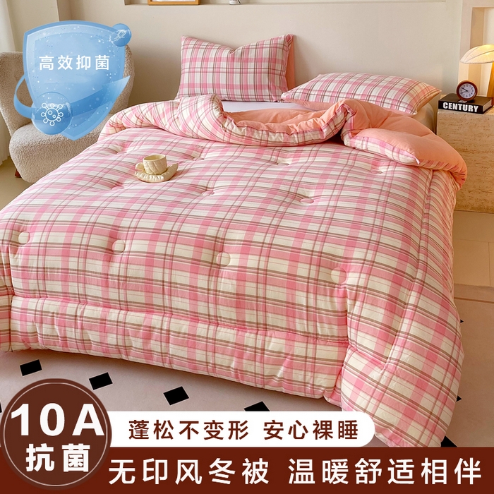 宝士康家纺 2025新品10A抗菌无印风学生季春秋被/被芯/跨境/外贸 初春粉