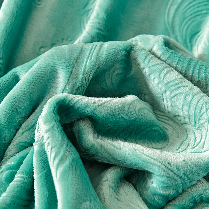 91家纺网 家纺一手货源 找家纺 星窝 2025新款高克重直播爆款纯色欧式雕花绒牛奶绒四件套 富贵花开绿