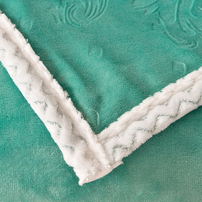 91家纺网 家纺一手货源 找家纺 星窝 2025新款高克重直播爆款纯色欧式雕花绒牛奶绒四件套 富贵花开绿