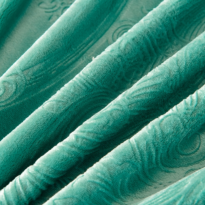 91家纺网 家纺一手货源 找家纺 星窝 2025新款高克重直播爆款纯色欧式雕花绒牛奶绒四件套 富贵花开绿