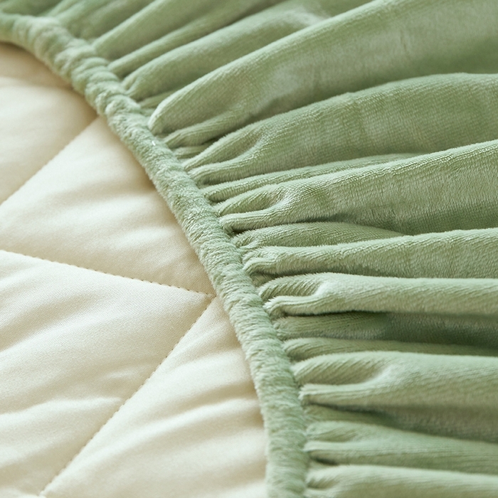91家纺网 家纺一手货源 找家纺 寝柔家纺 2025新款秋冬超柔宝宝绒加厚夹棉床笠 薄荷绿