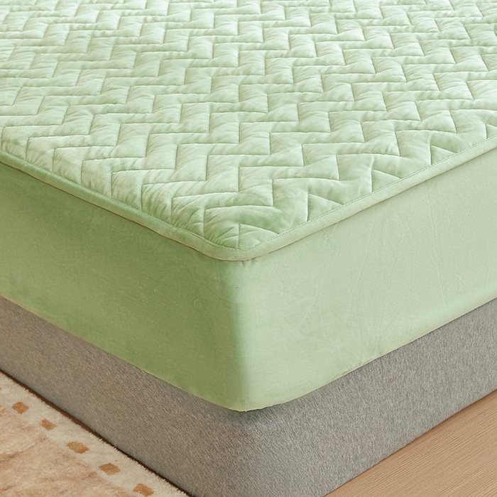 91家纺网 家纺一手货源 找家纺 寝柔家纺 2025新款秋冬超柔宝宝绒加厚夹棉床笠 薄荷绿