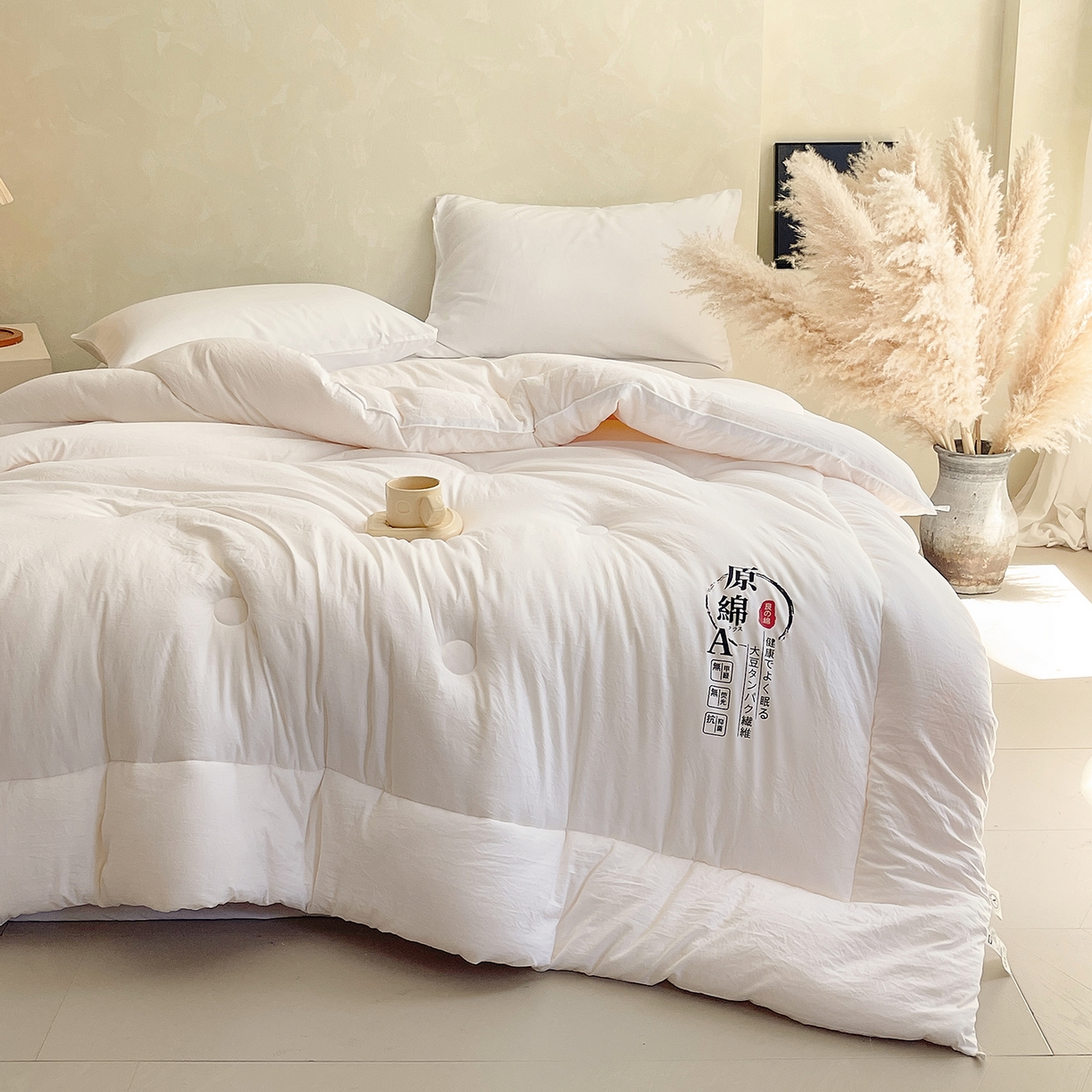 91家纺网 家纺一手货源 找家纺 宝士康家纺 2025新款简约纯色水洗棉原棉冬被 原棉-白
