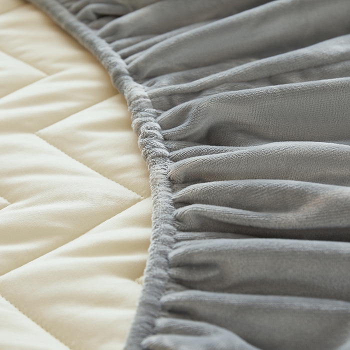 91家纺网 家纺一手货源 找家纺 寝柔家纺 2025新款秋冬超柔宝宝绒加厚夹棉床笠 气质灰