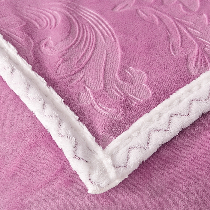 91家纺网 家纺一手货源 找家纺 星窝 2025新款高克重直播爆款纯色欧式雕花绒牛奶绒四件套 富贵花开紫