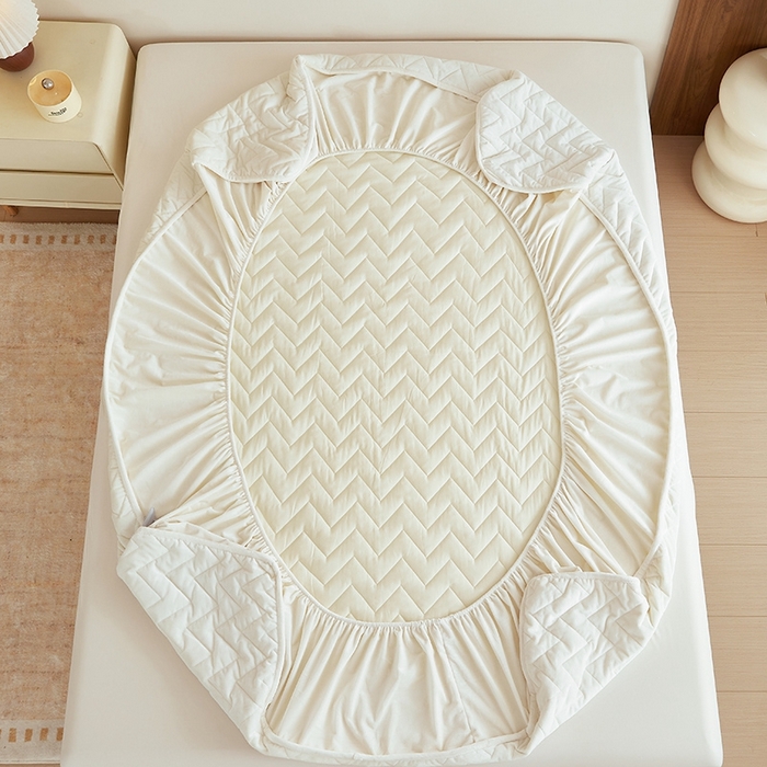 91家纺网 家纺一手货源 找家纺 寝柔家纺 2025新款秋冬超柔宝宝绒加厚夹棉床笠 珍珠白