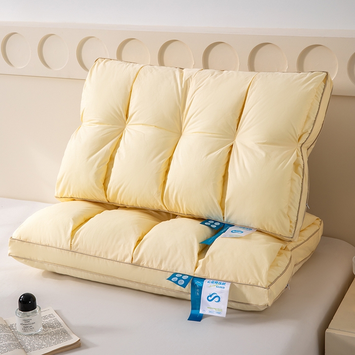 91家纺网 家纺一手货源 找家纺 （总）仁宇枕业 2025新款新品 全棉防雨布枕头云朵释压双层面包舒适高枕头枕芯