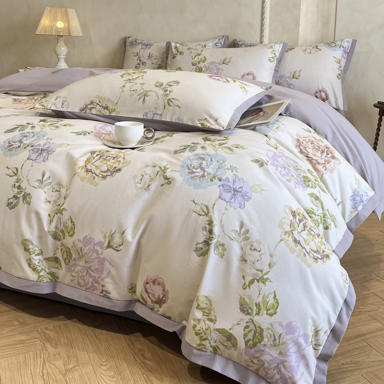 91家纺网 家纺一手货源 找家纺 （总）柏薇 2025新款秋冬新品全棉磨毛印花高定工艺款四件套