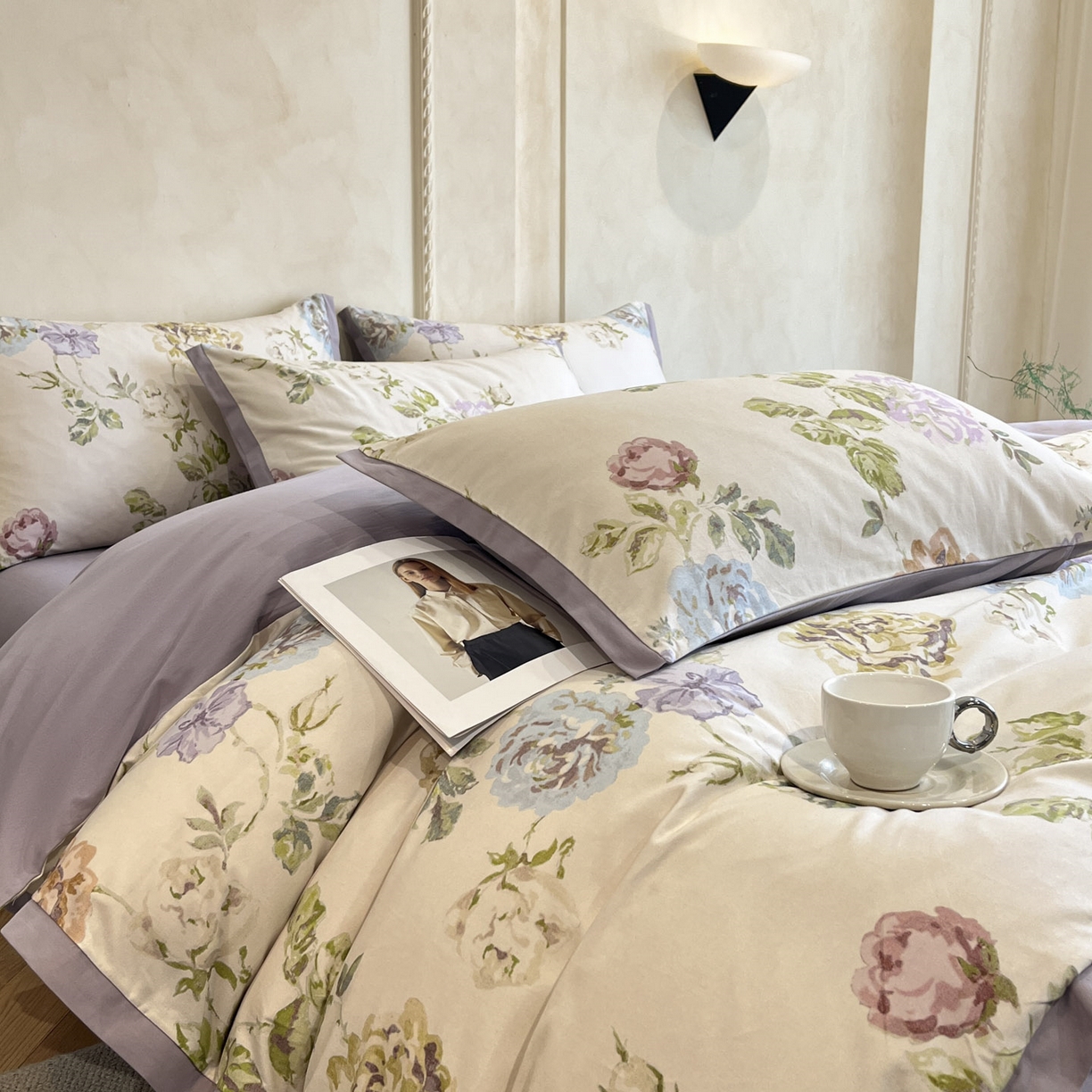 91家纺网 家纺一手货源 找家纺 （总）柏薇 2025新款秋冬新品全棉磨毛印花高定工艺款四件套