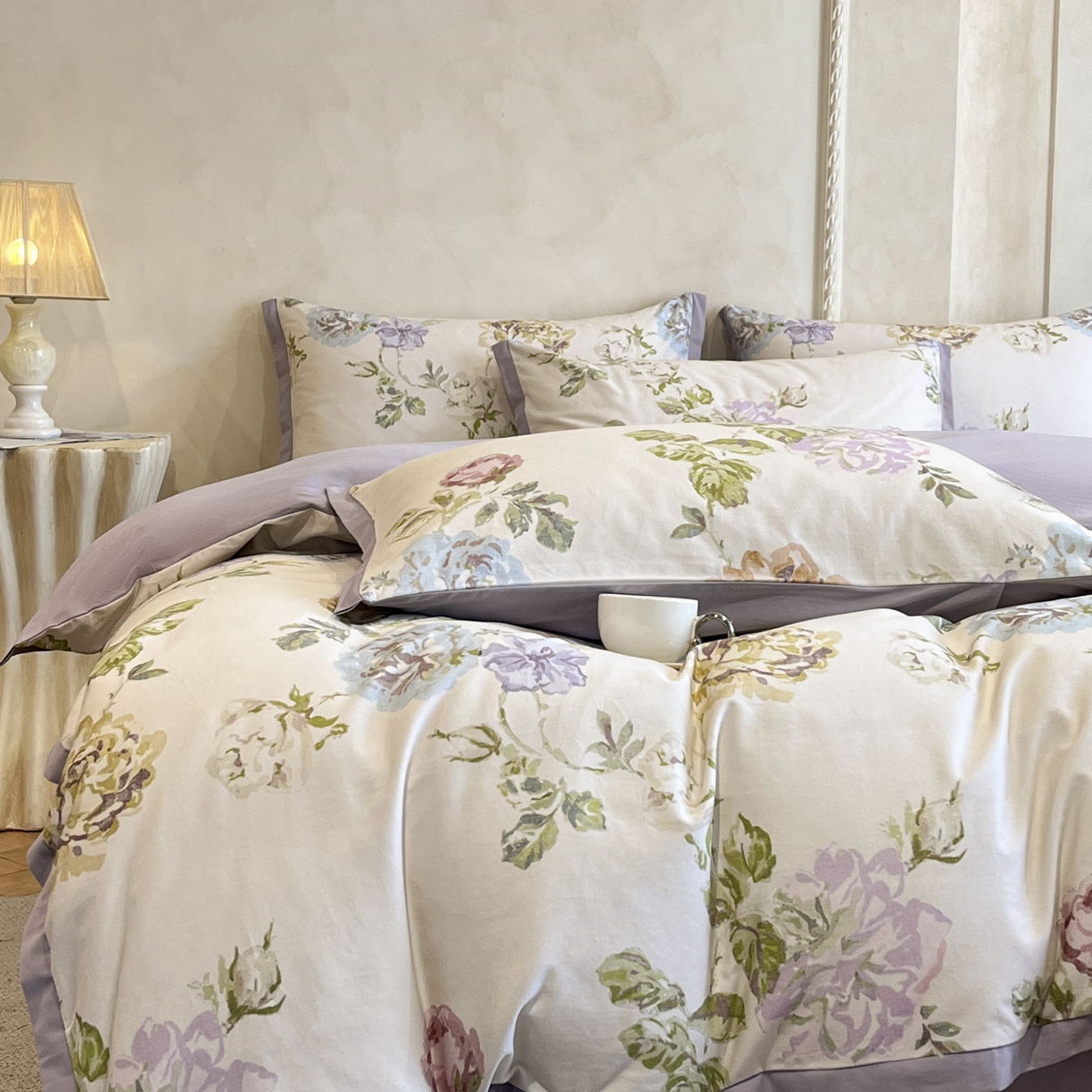 91家纺网 家纺一手货源 找家纺 （总）柏薇 2025新款秋冬新品全棉磨毛印花高定工艺款四件套