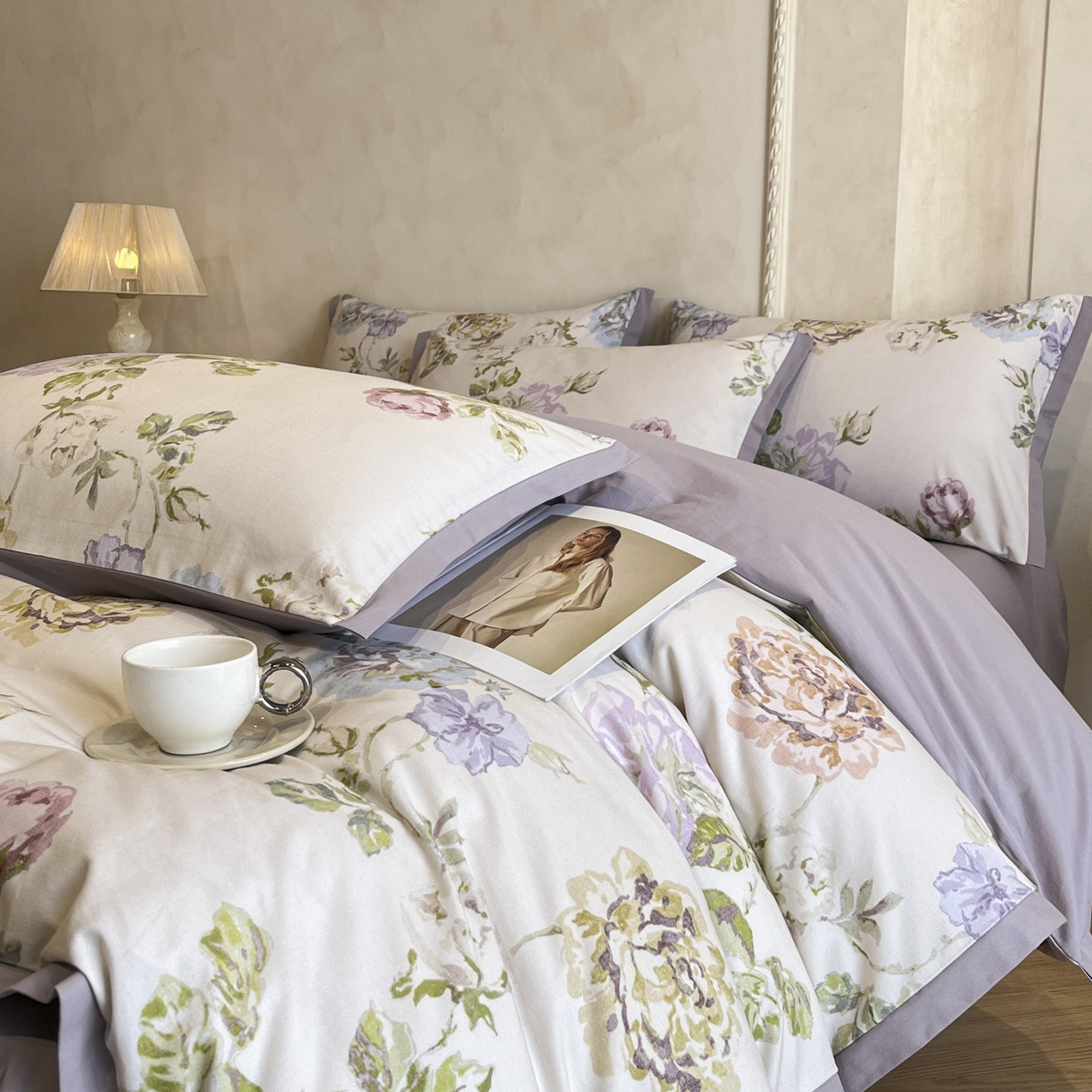 91家纺网 家纺一手货源 找家纺 （总）柏薇 2025新款秋冬新品全棉磨毛印花高定工艺款四件套