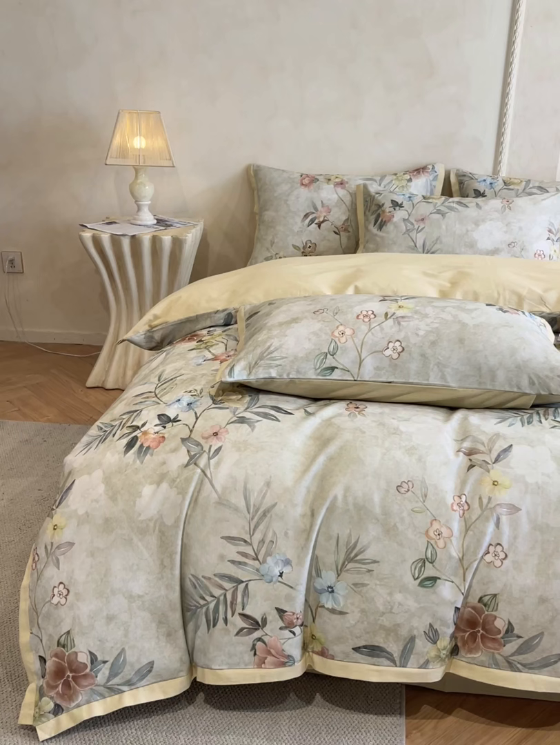 91家纺网 家纺一手货源 找家纺 （总）柏薇 2025新款秋冬新品全棉磨毛印花高定工艺款四件套