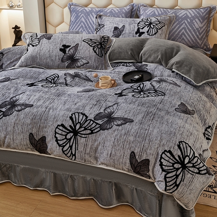 91家纺网 家纺一手货源 找家纺 总 凤杰 2025新款高克重7斤加厚印花牛奶绒金貂法莱绒四件套