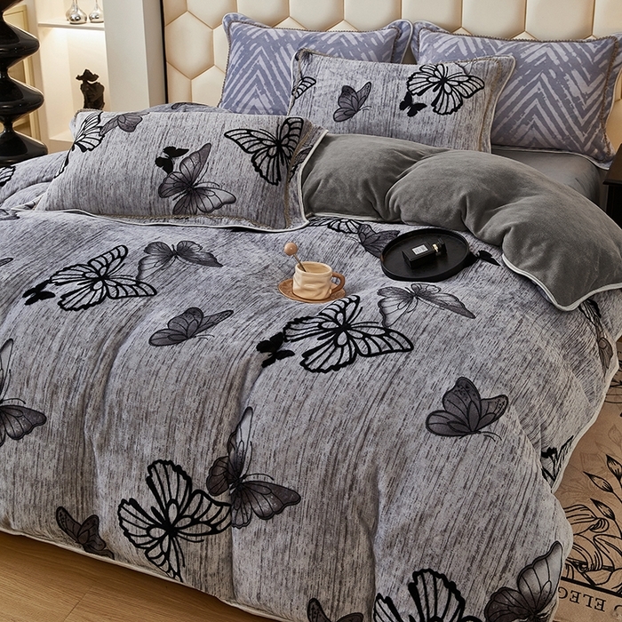 91家纺网 家纺一手货源 找家纺 总 凤杰 2025新款高克重7斤加厚印花牛奶绒金貂法莱绒四件套