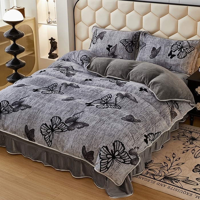 91家纺网 家纺一手货源 找家纺 总 凤杰 2025新款高克重7斤加厚印花牛奶绒金貂法莱绒四件套