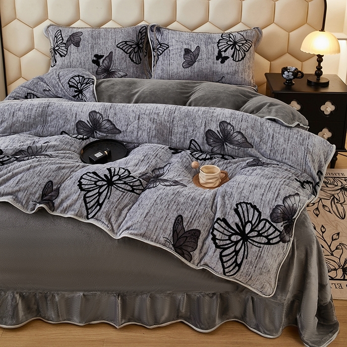 91家纺网 家纺一手货源 找家纺 总 凤杰 2025新款高克重7斤加厚印花牛奶绒金貂法莱绒四件套