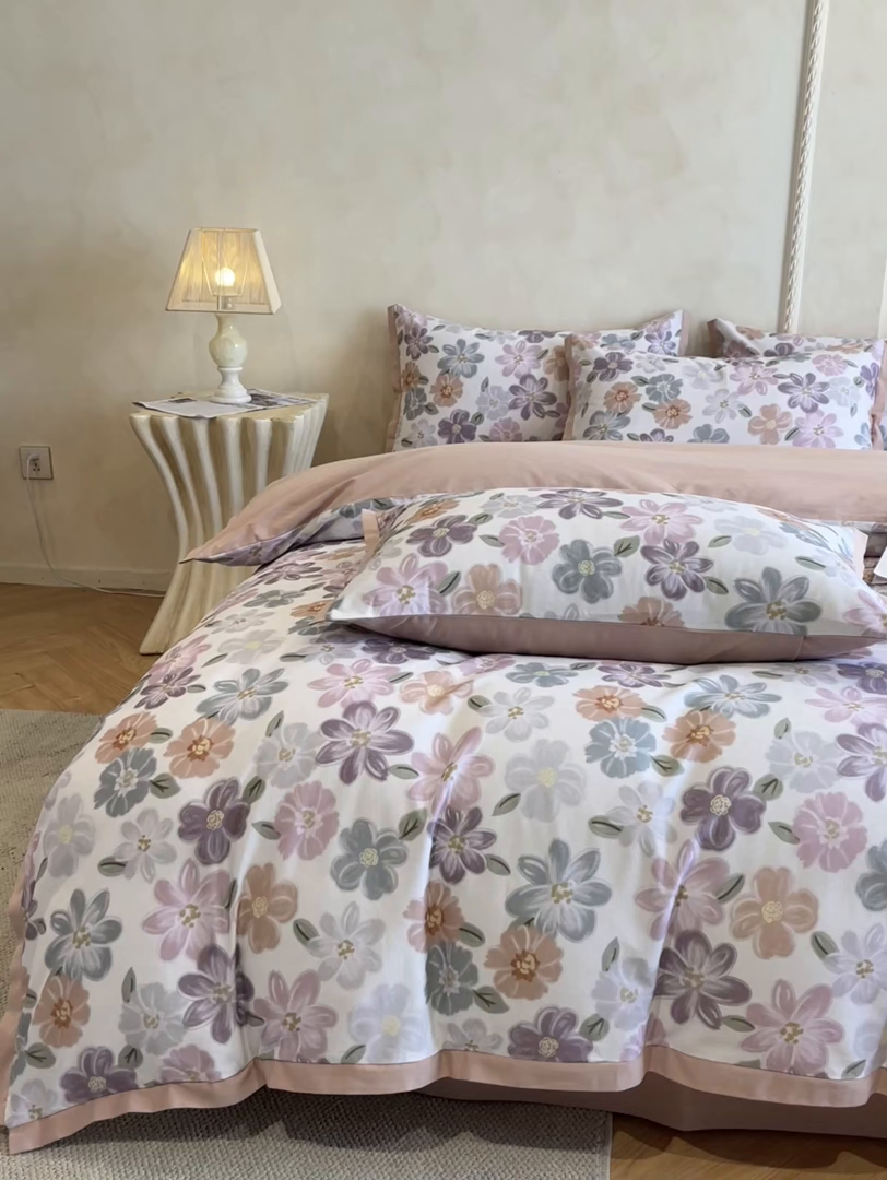 91家纺网 家纺一手货源 找家纺 （总）柏薇 2025新款秋冬新品全棉磨毛印花高定工艺款四件套