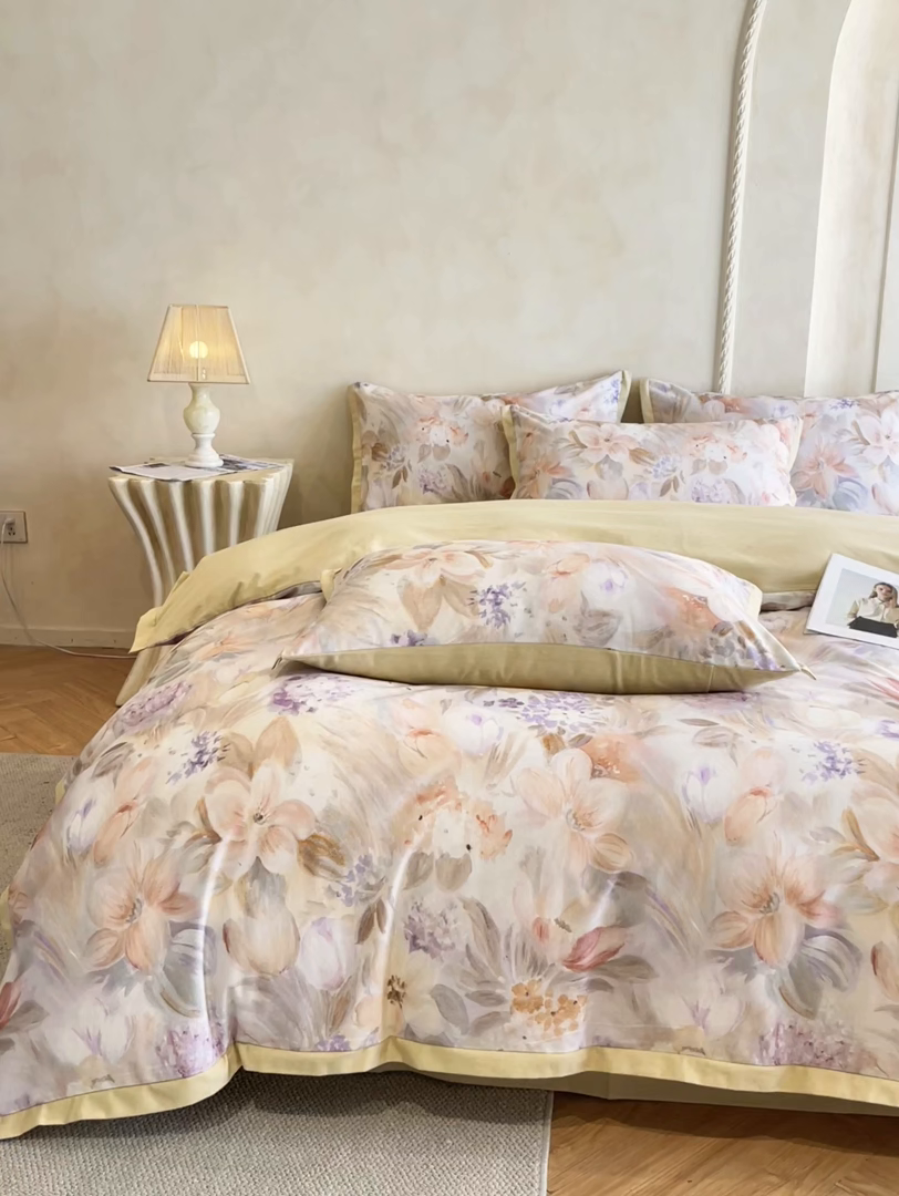 91家纺网 家纺一手货源 找家纺 （总）柏薇 2025新款秋冬新品全棉磨毛印花高定工艺款四件套