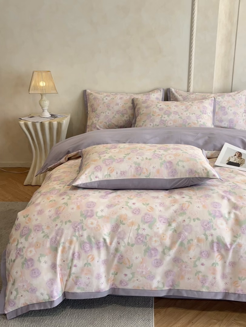 91家纺网 家纺一手货源 找家纺 （总）柏薇 2025新款秋冬新品全棉磨毛印花高定工艺款四件套