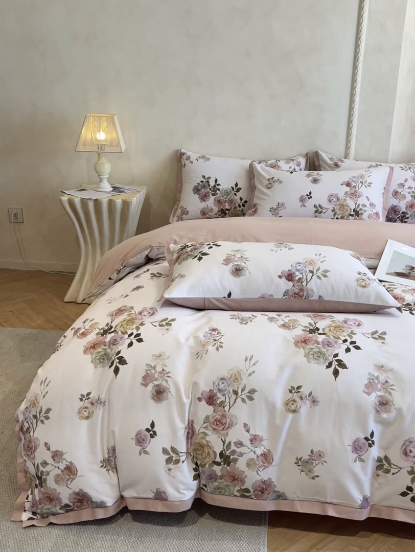 91家纺网 家纺一手货源 找家纺 （总）柏薇 2025新款秋冬新品全棉磨毛印花高定工艺款四件套