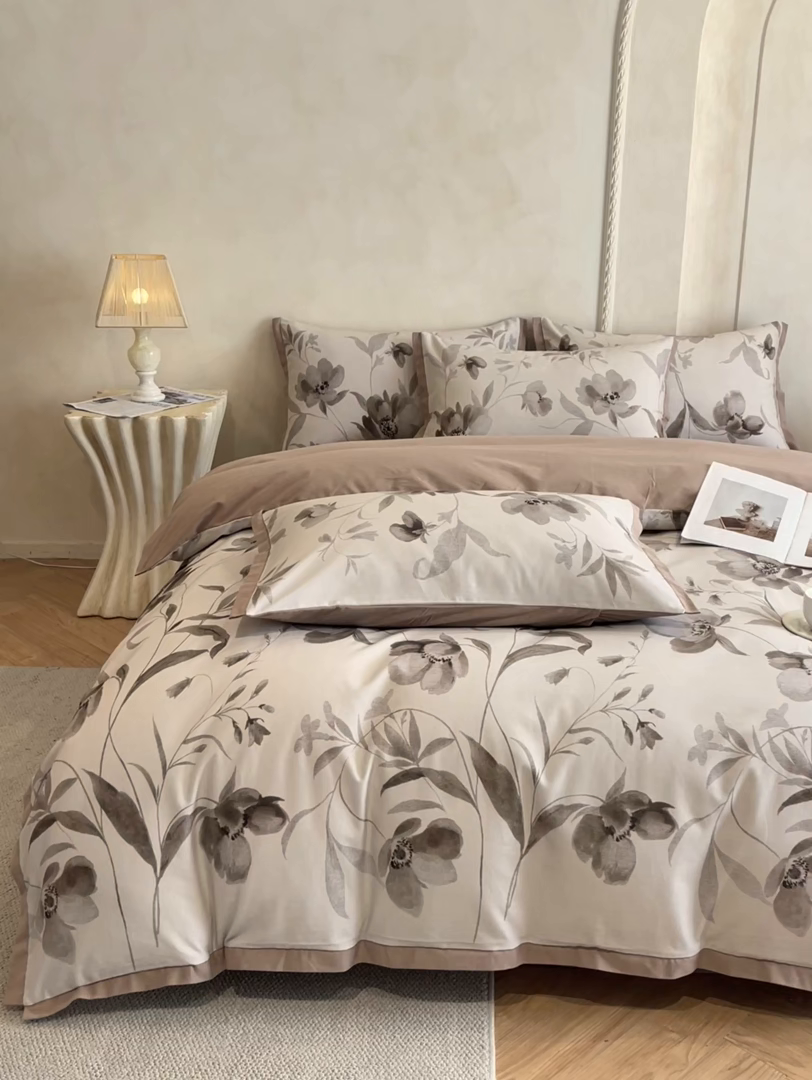 91家纺网 家纺一手货源 找家纺 （总）柏薇 2025新款秋冬新品全棉磨毛印花高定工艺款四件套